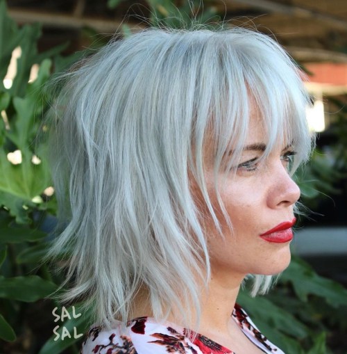 Gray Shaggy Bob