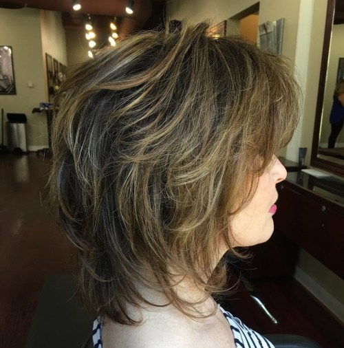 Medium Brown Shag with Balayage