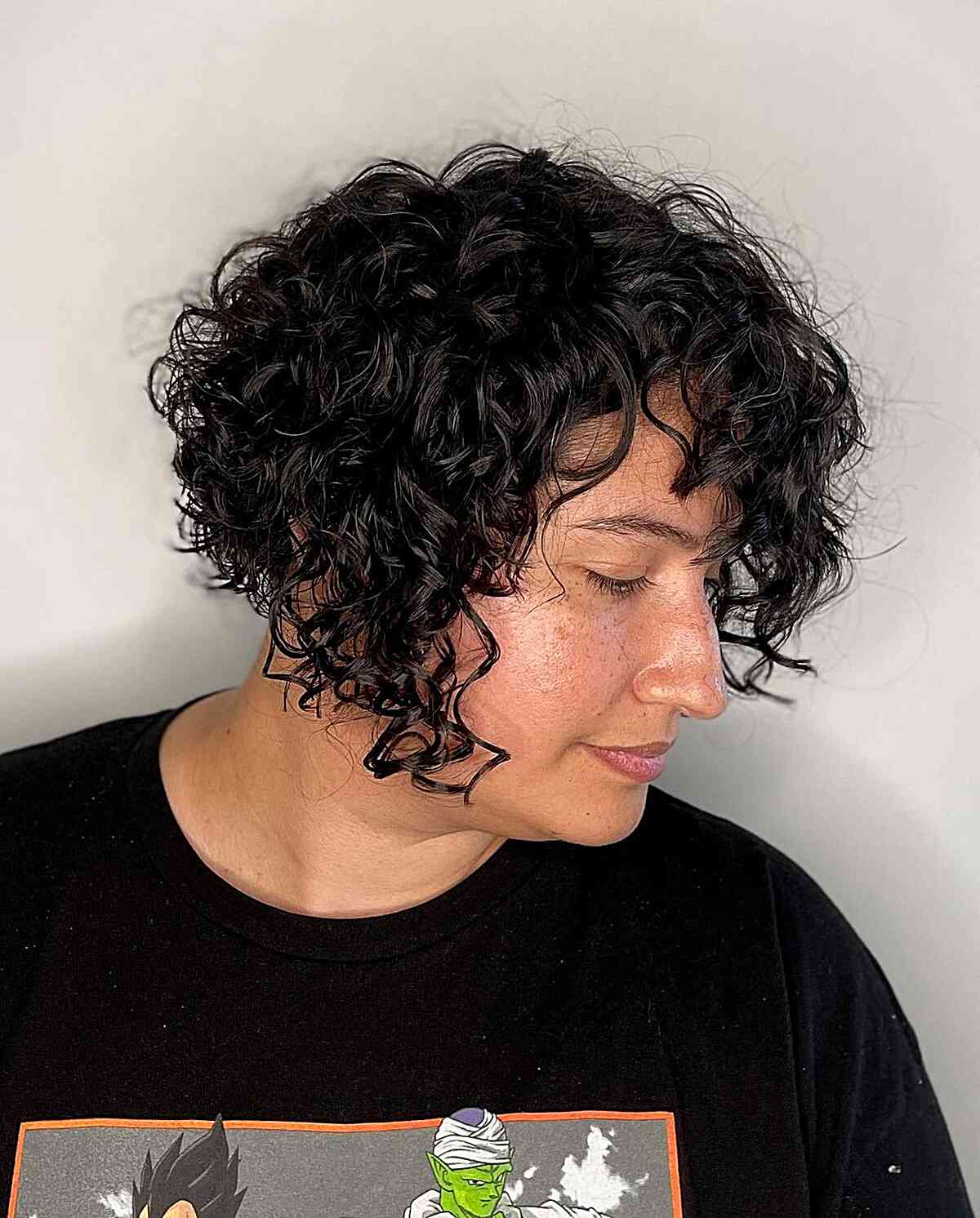 Super Short Stacked Curly Pixie Bob Cut