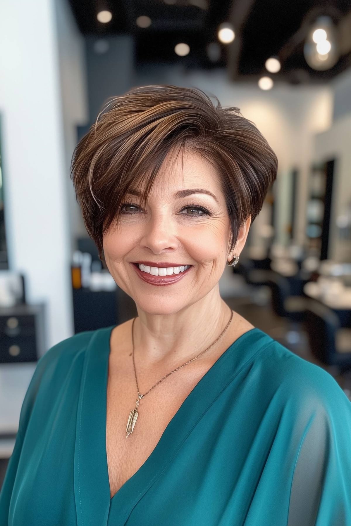 Short asymmetrical bob on thin hair