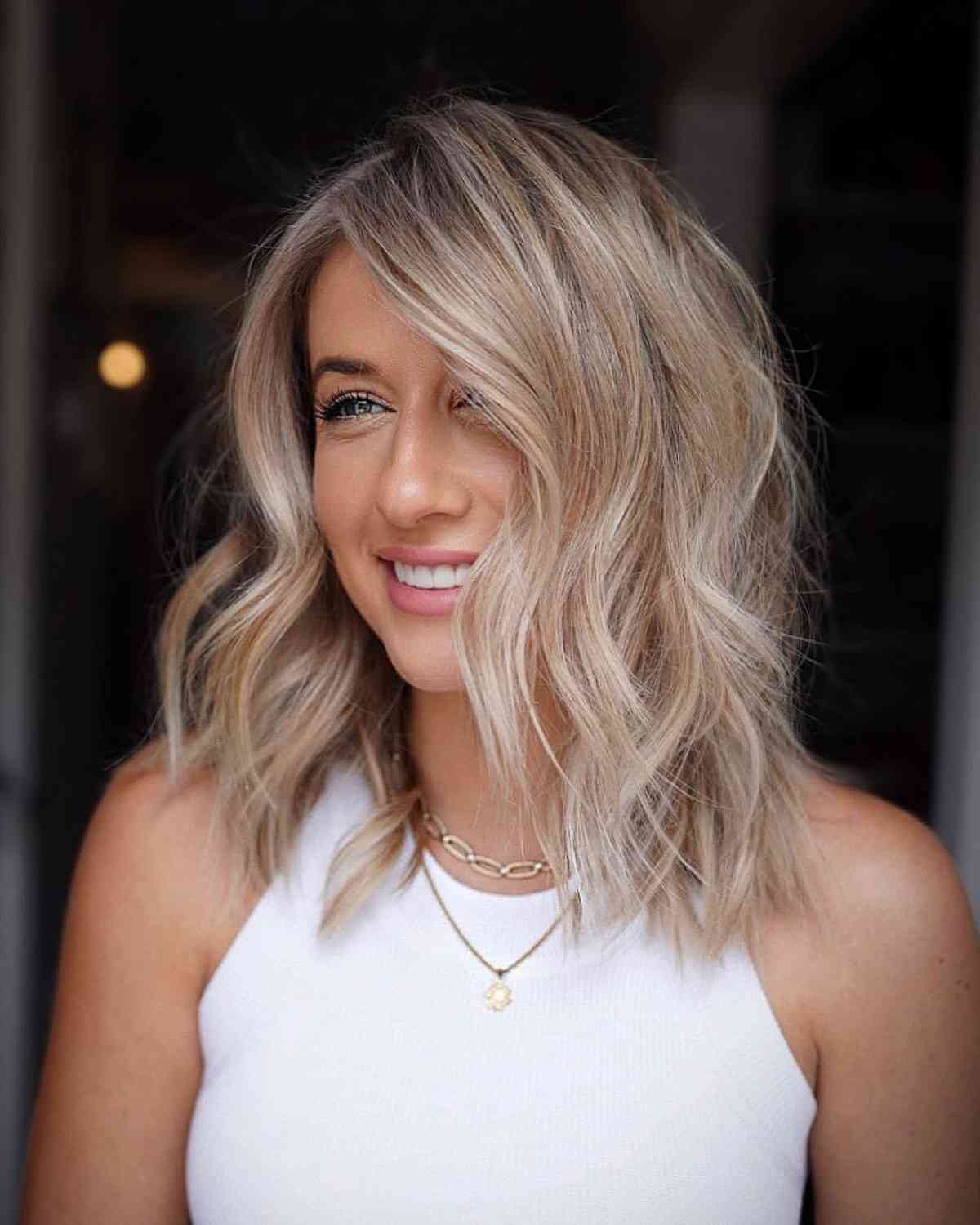 Stunning Medium-Length Sandy Blonde Waves