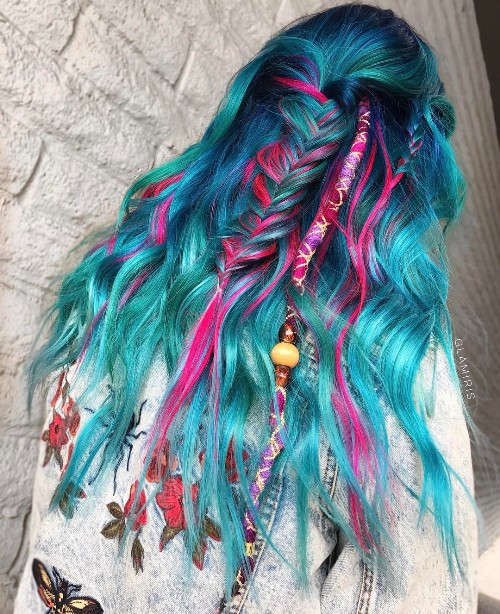 Blue And Pink Mermaid Hairstyle