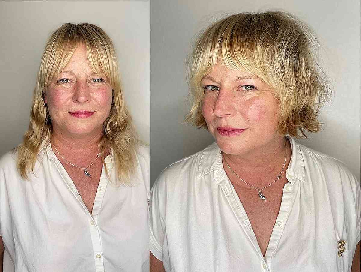 Jaw-Length Blonde Shag for Thin Hair