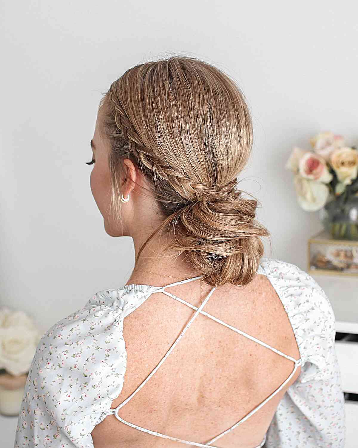 A braided half updo hairstyle