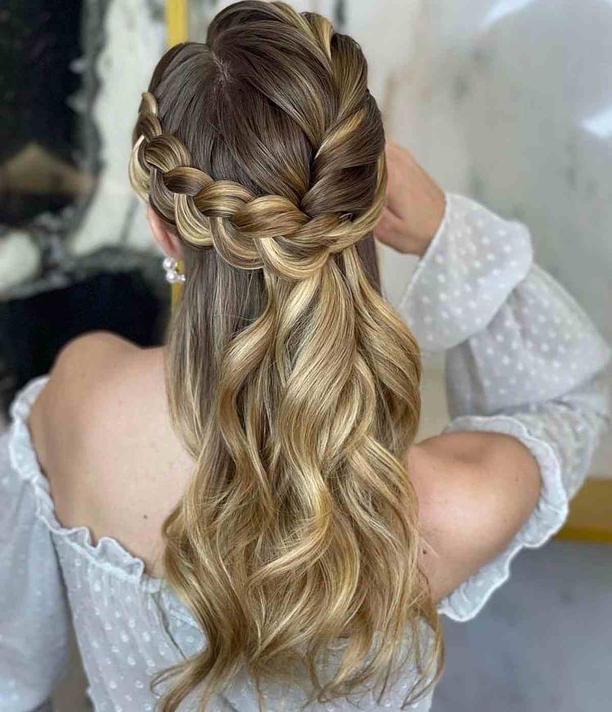 Formal Braided Half Updo for Long Hair