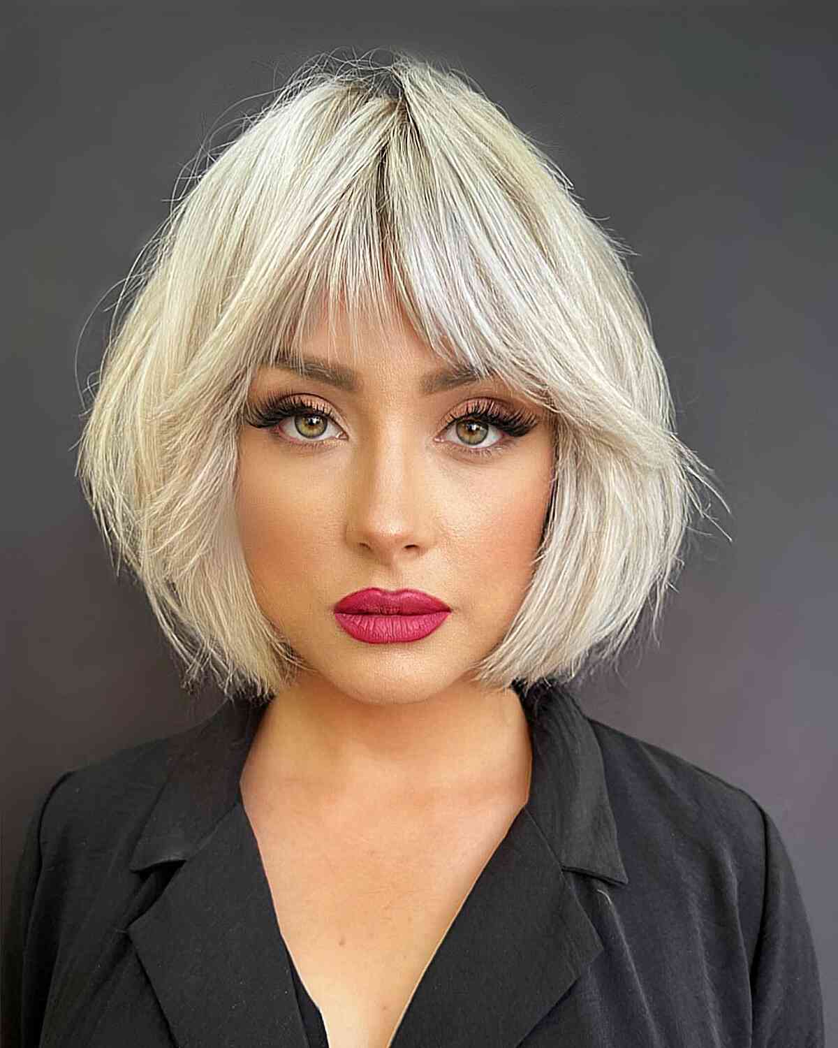 Chin-Length Soft Banged Blonde Bob