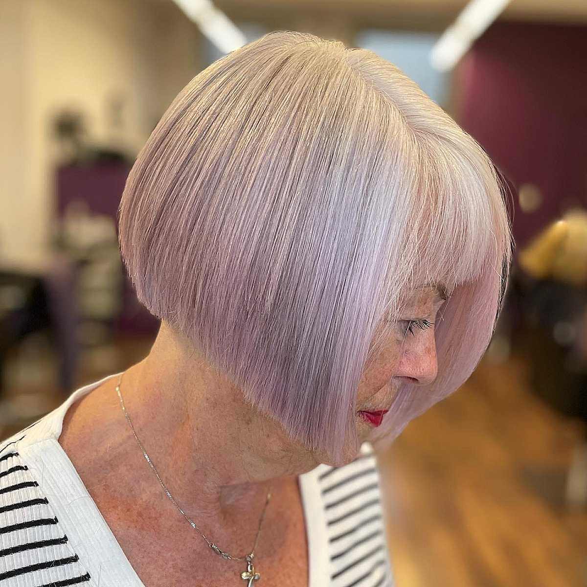 Chin-Length Mature Short Bob with Thin Bangs