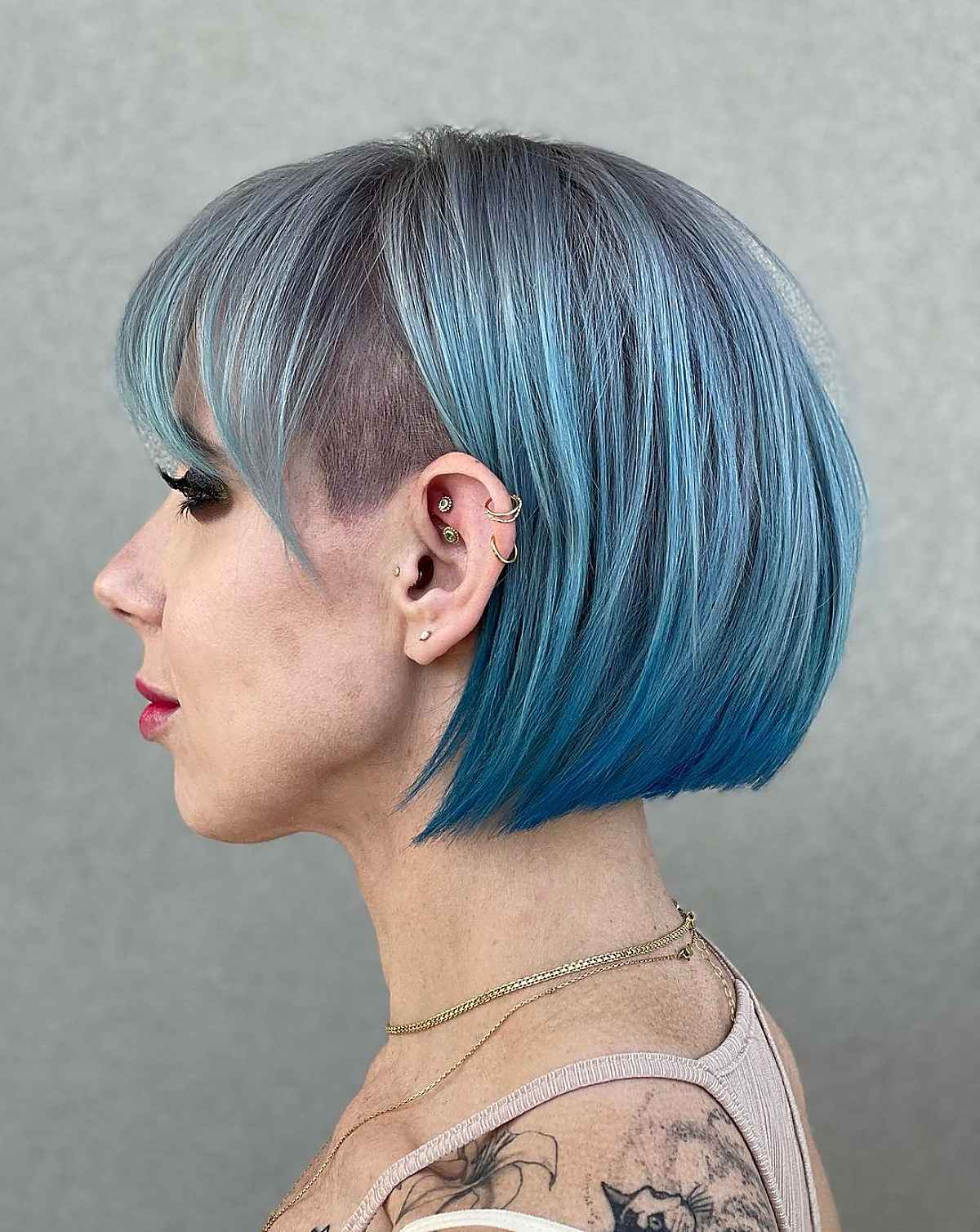 Chin-length Undercut Bob with Wispy Bangs