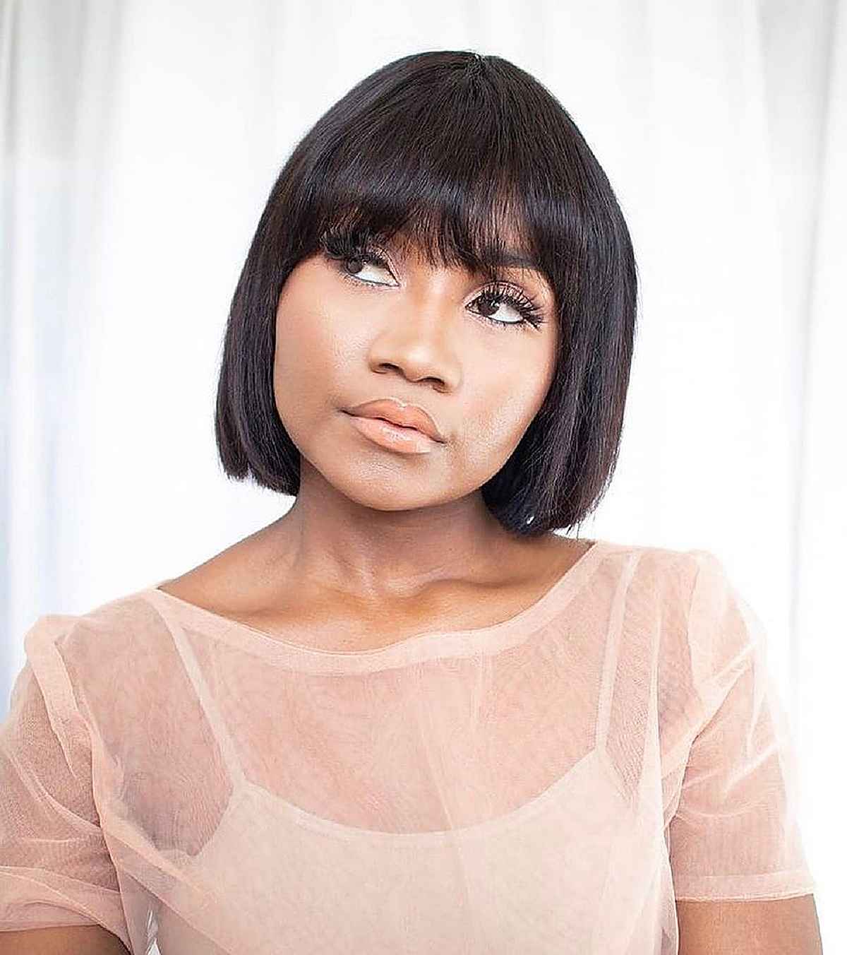 Sleek Bob with Bangs for Black Women