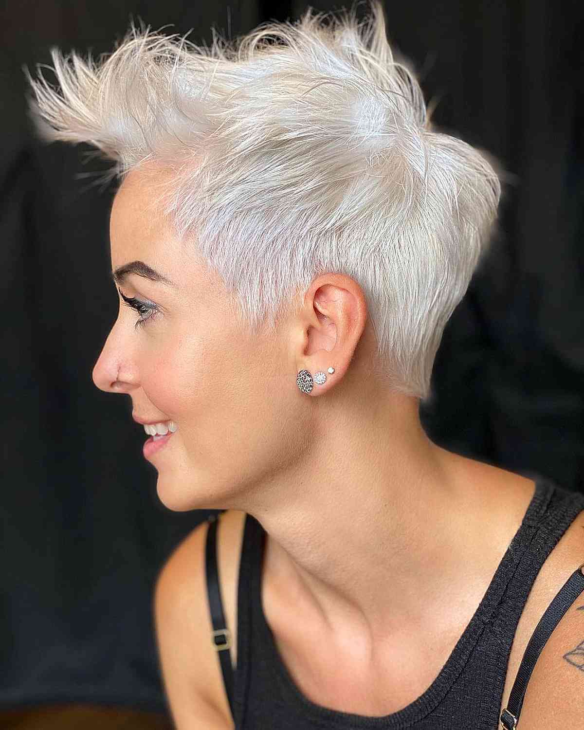 Edgy Short Pixie Crop with a Platinum Color