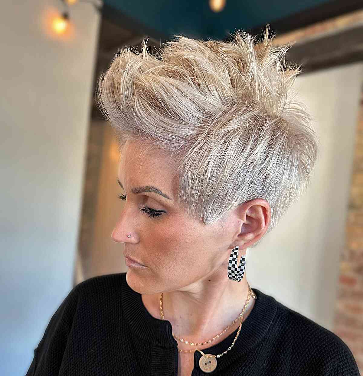 Platinum Pixie with a Long Spiky Top