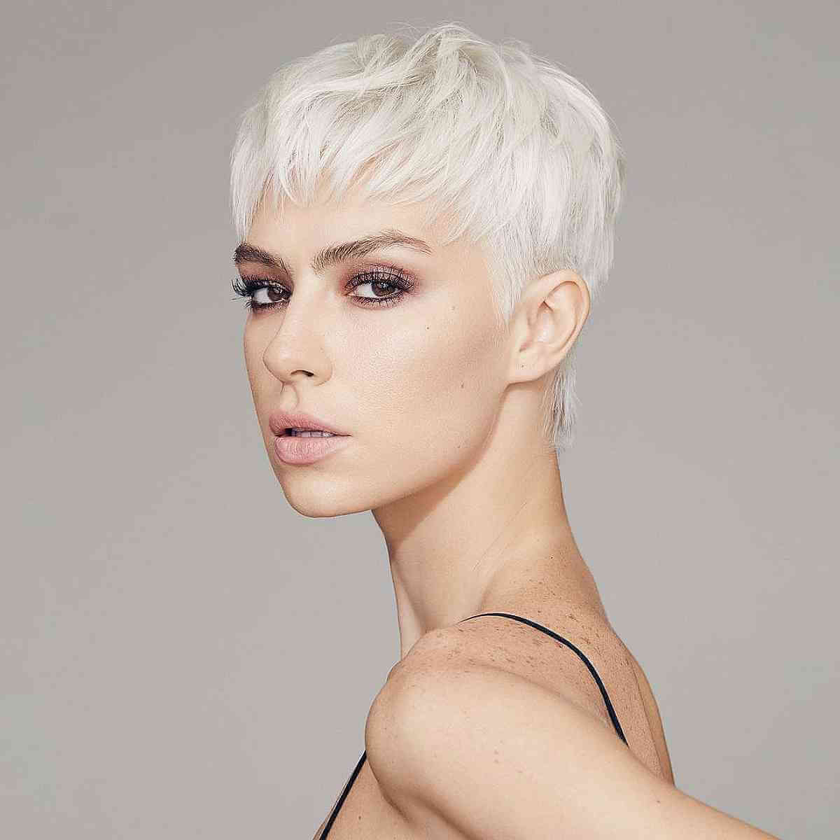 Platinum White Pixie on Thin Hair