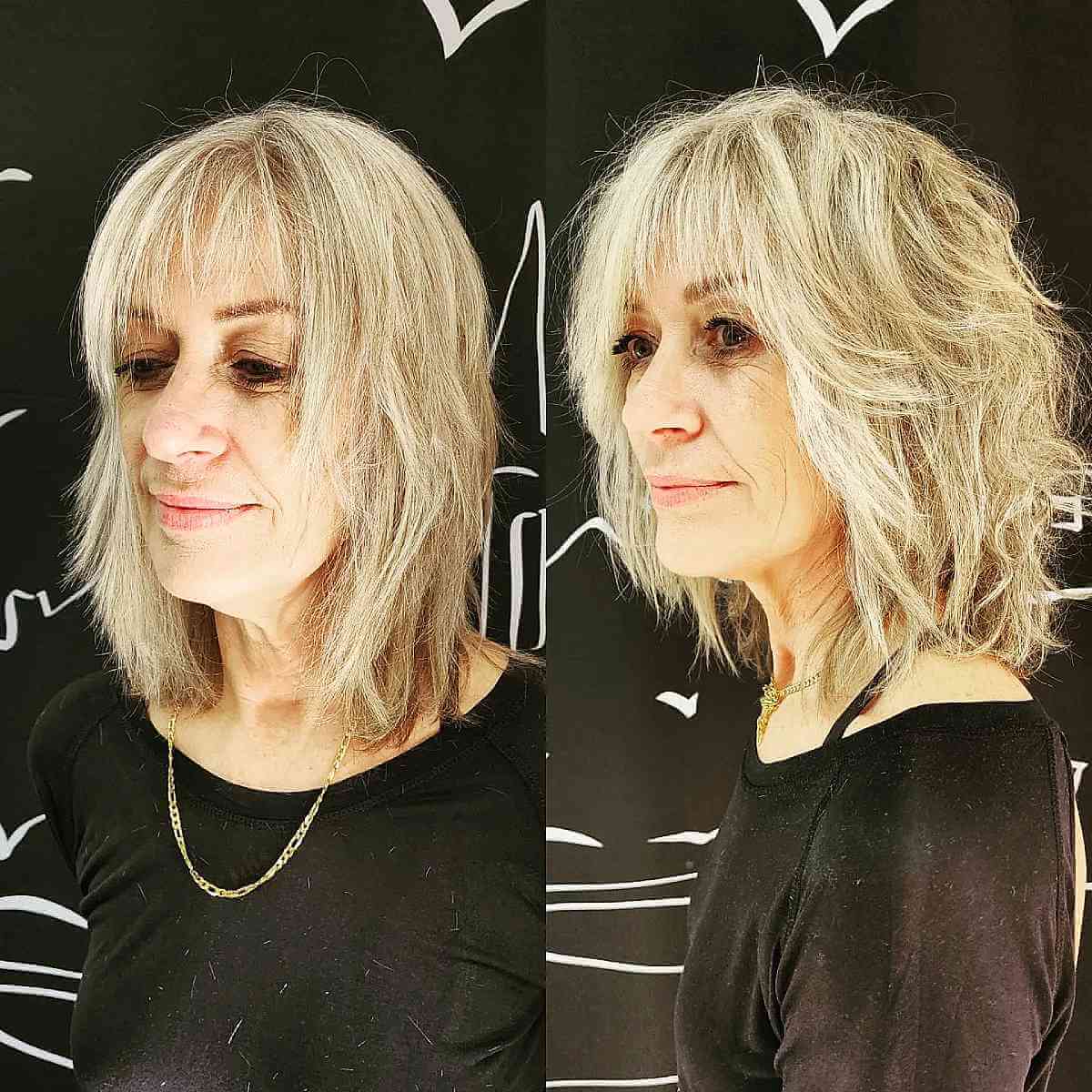 Youthful Layered Shag Cut for Older Women