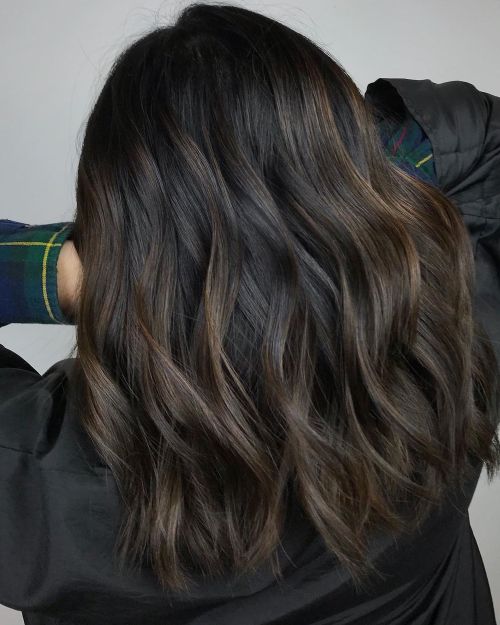 Dark Brown Hair with Barely There Highlights  