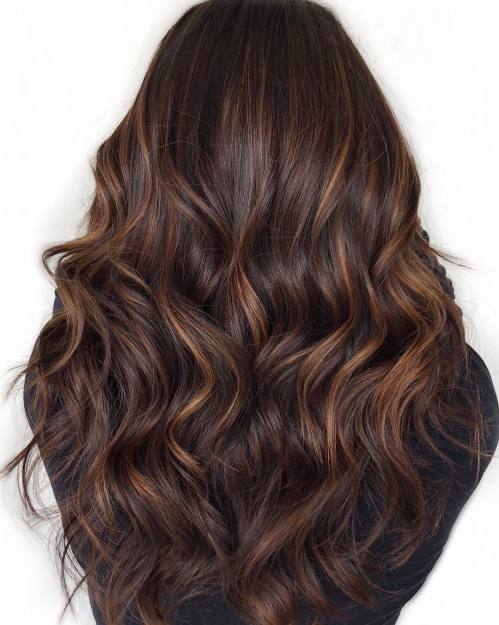 Subtle Caramel Highlights For Dark Hair