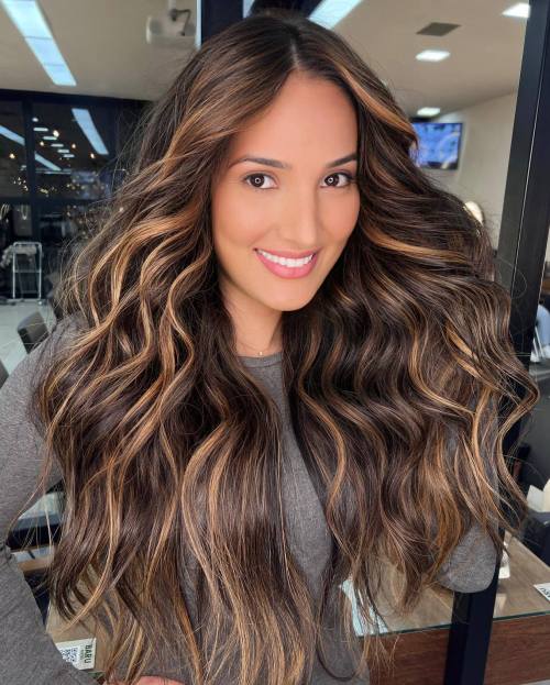 Chocolate Hair with Luminous Caramel Highlights