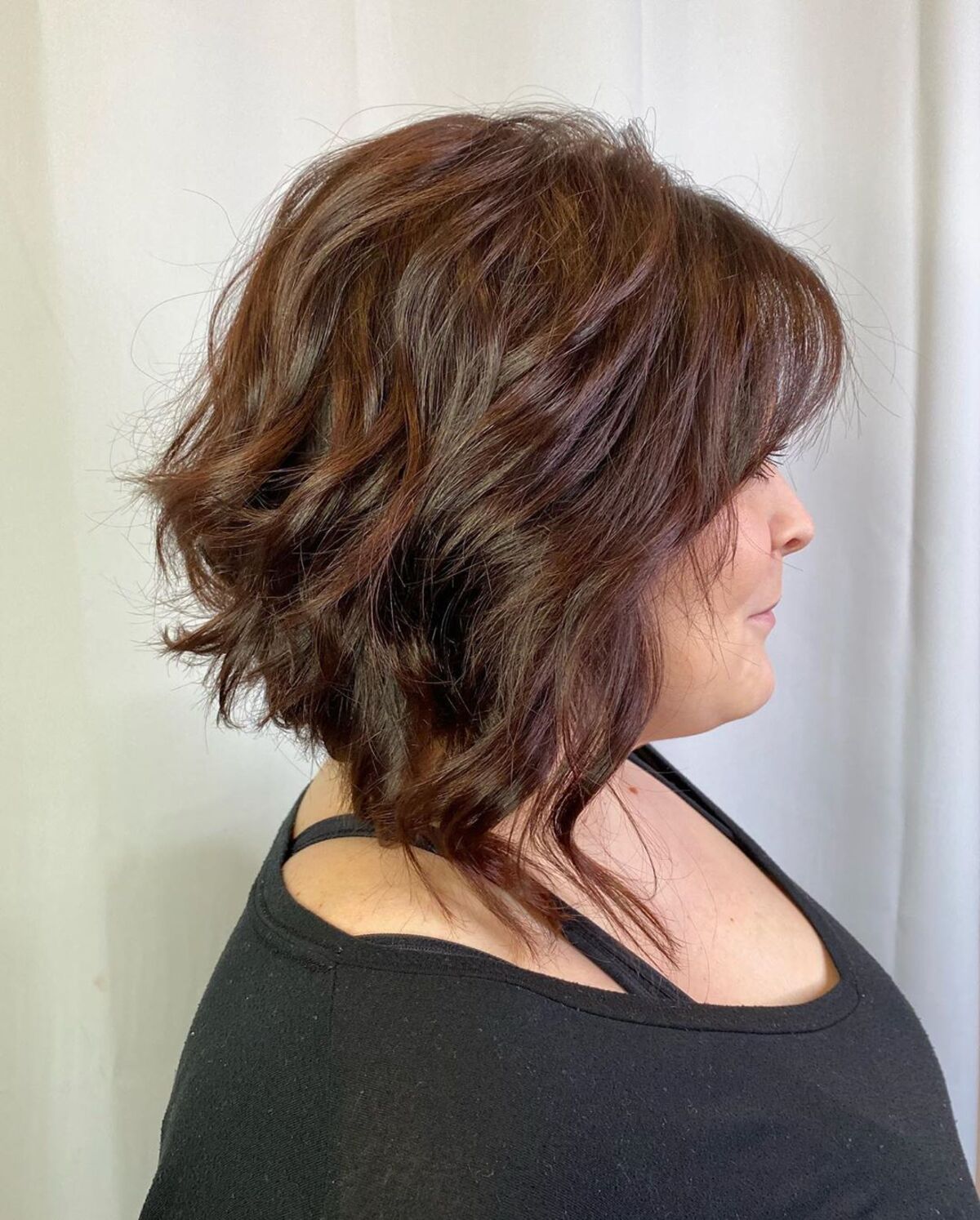 Stacked Angled Bob with Bangs