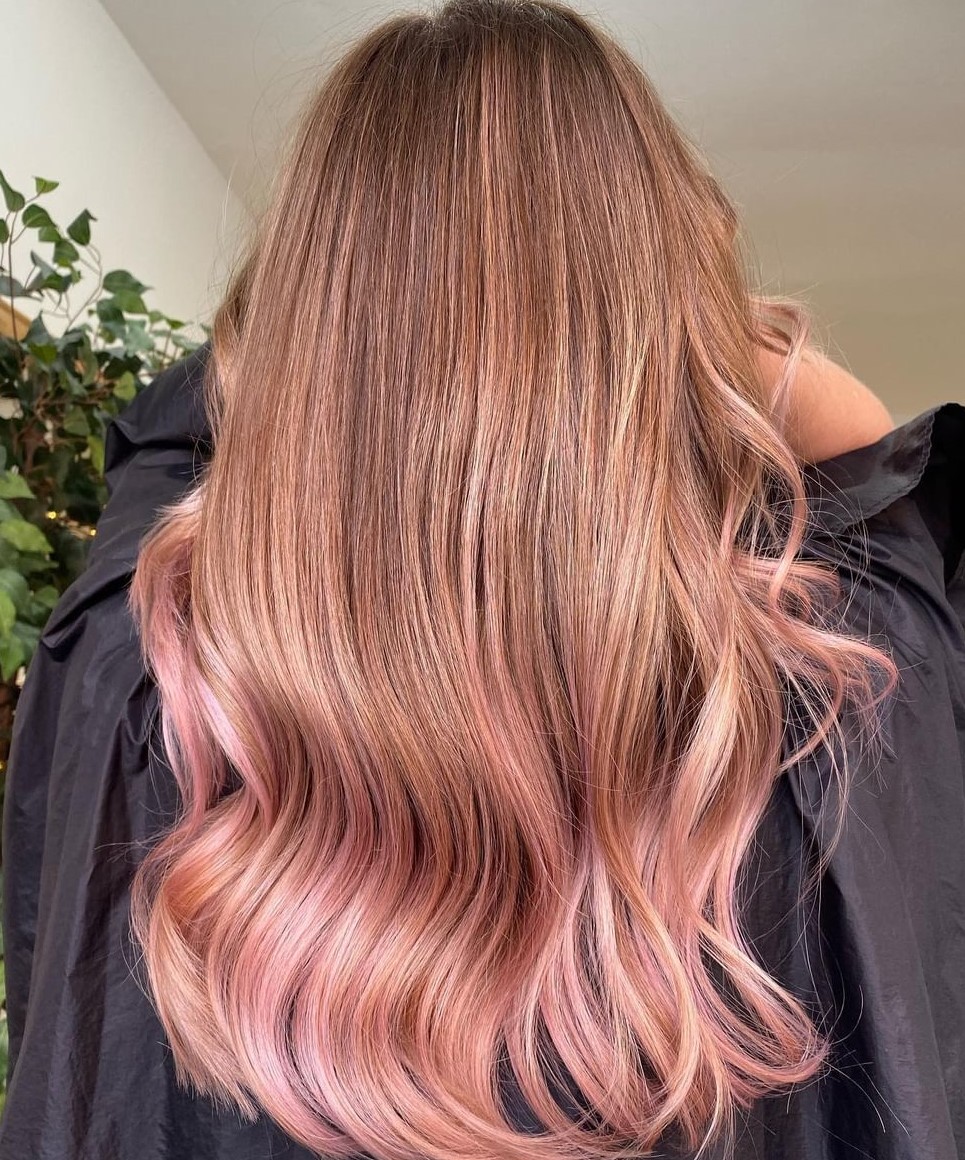 Strawberry Blonde Tresses with Pink Tips