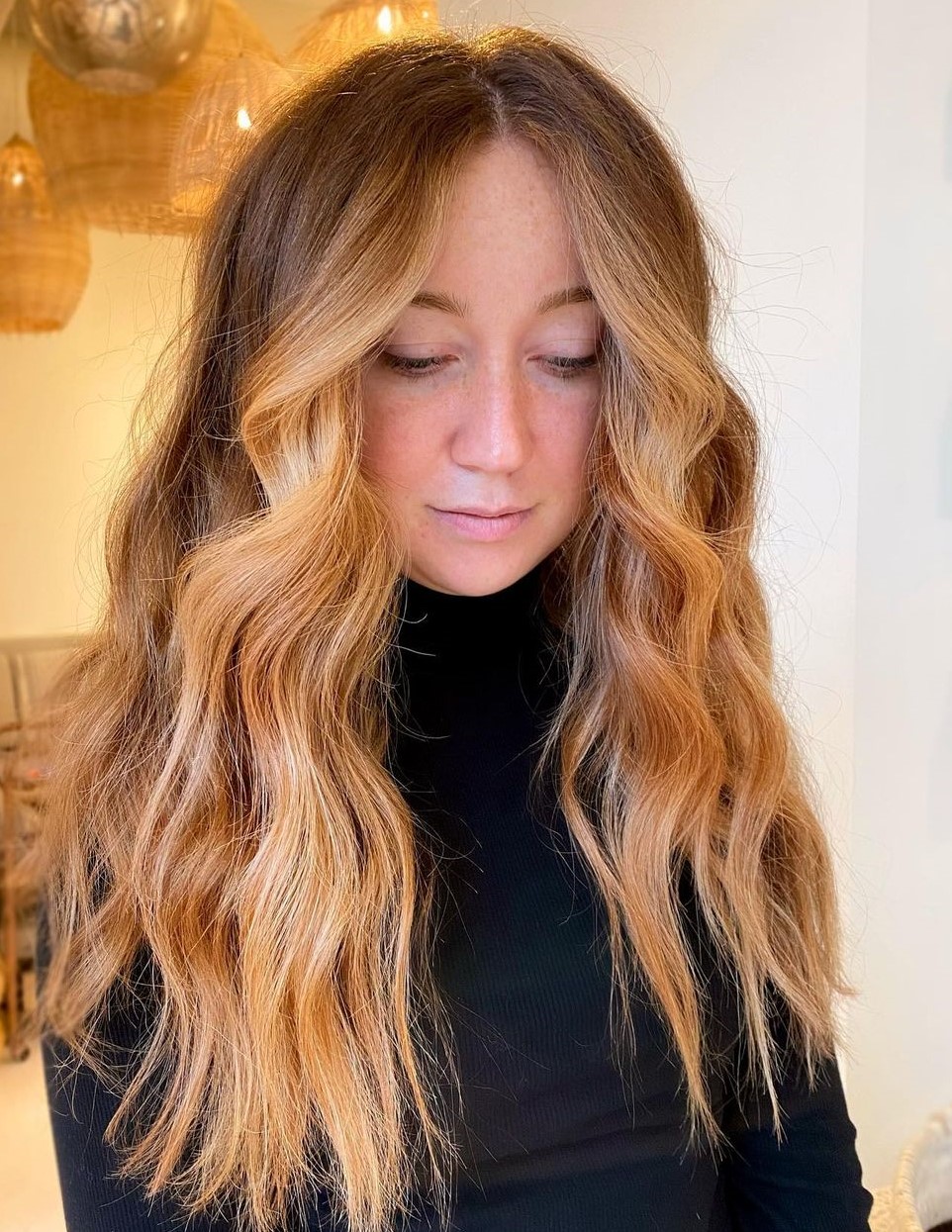 Strawberry Blonde Balayage with Money Piece