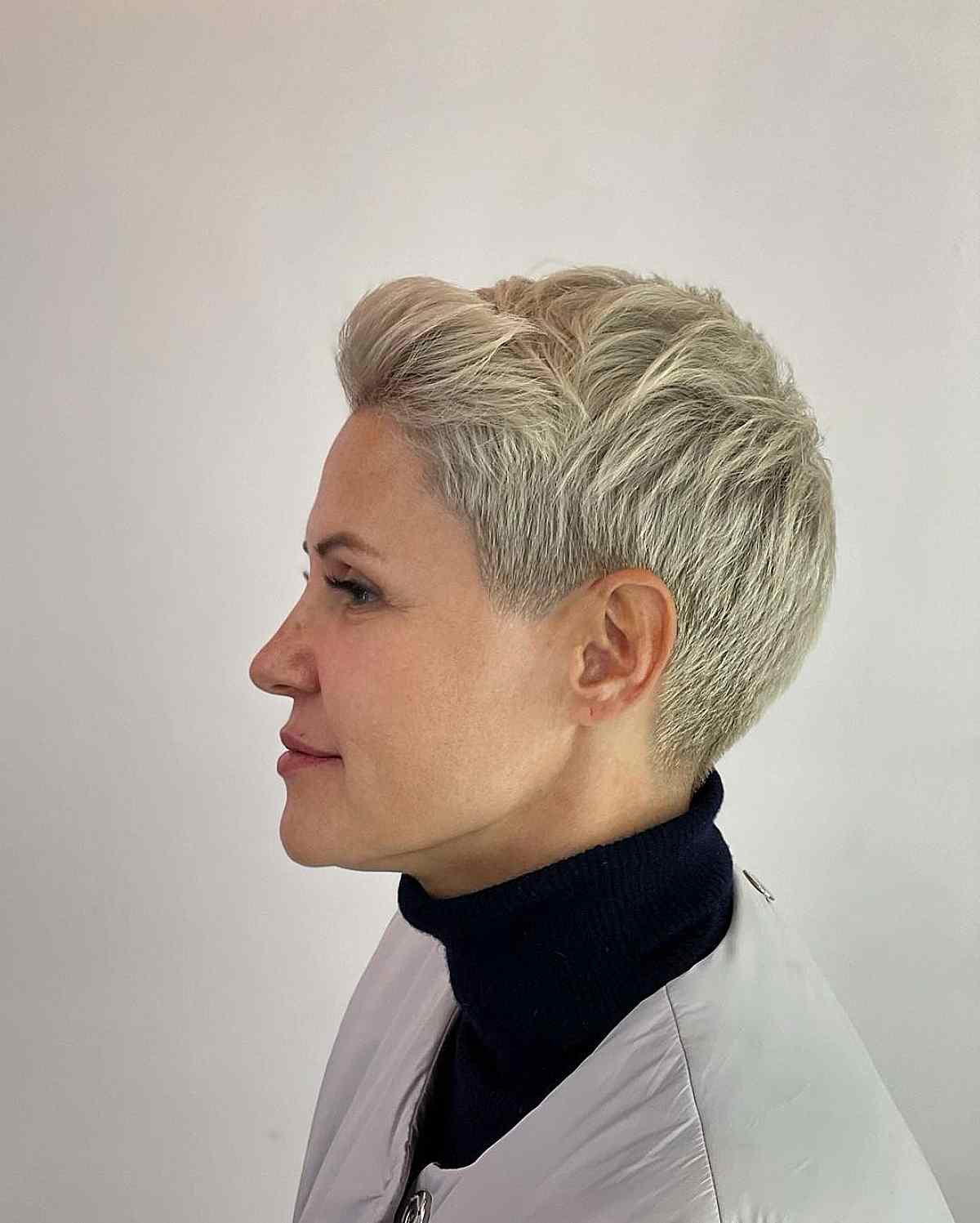 Very Short Layered Pompadour Pixie