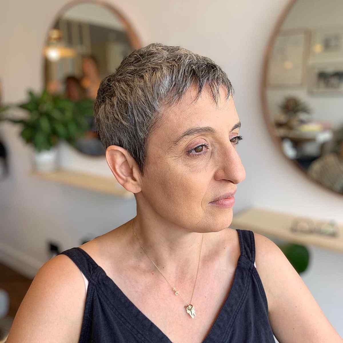 Very Short Natural Gray Pixie Hair