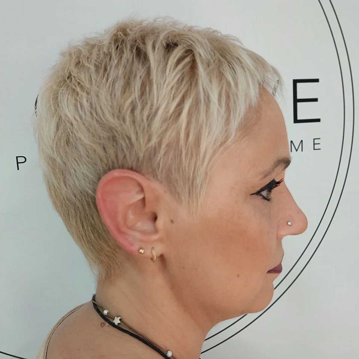 Choppy Platinum Very Short Pixie Crop