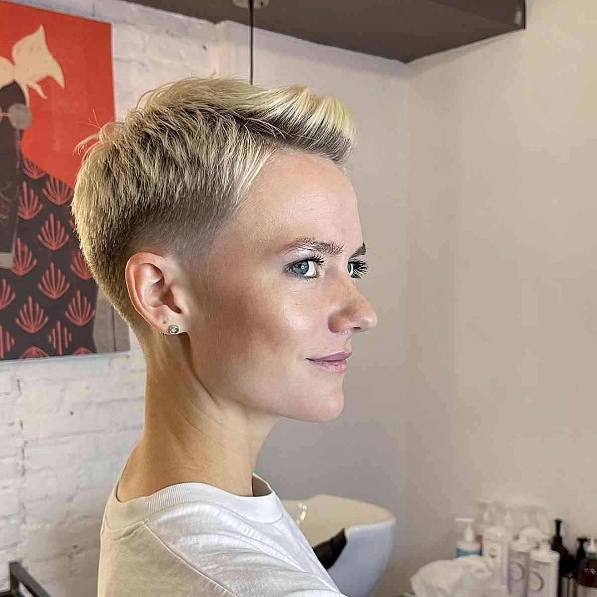 Very Short Comb-Over Taper Pixie Cut