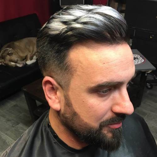 Men Hairstyle with Silver Highlights on Salt and Pepper Hair