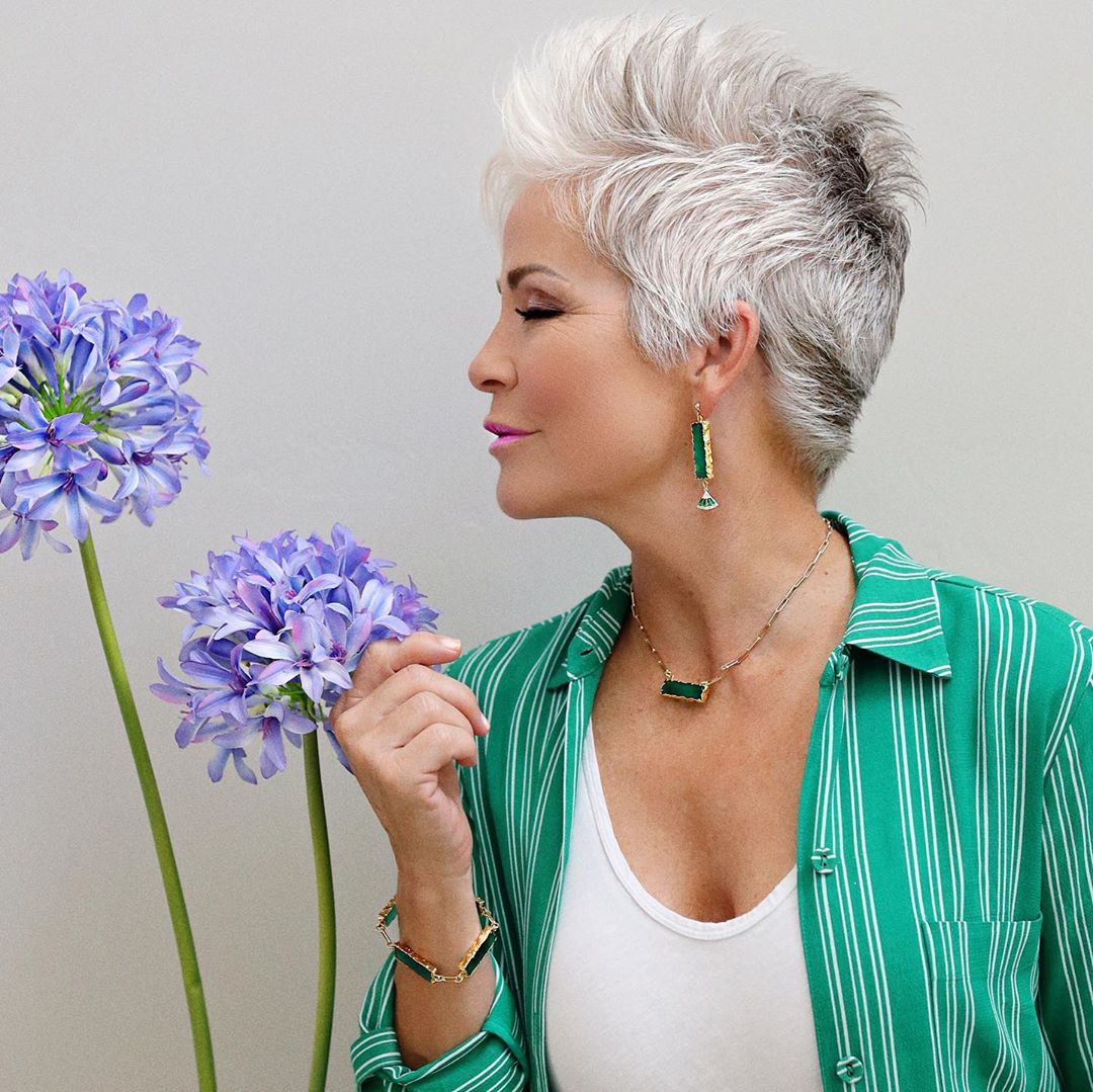 Spiky pixie haircut for older women