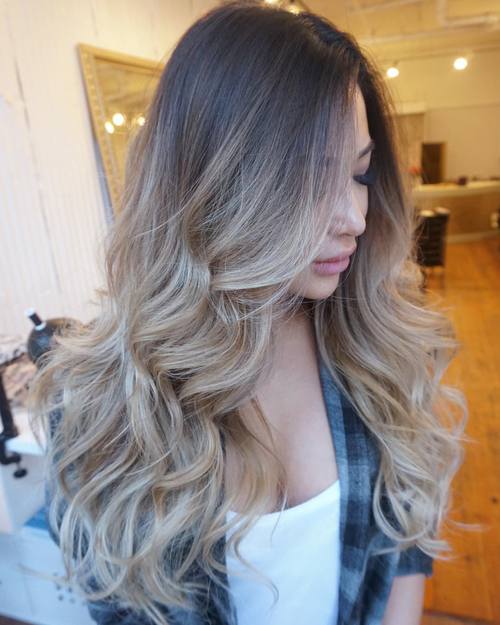 Ash Blonde Ombre for Long Hair