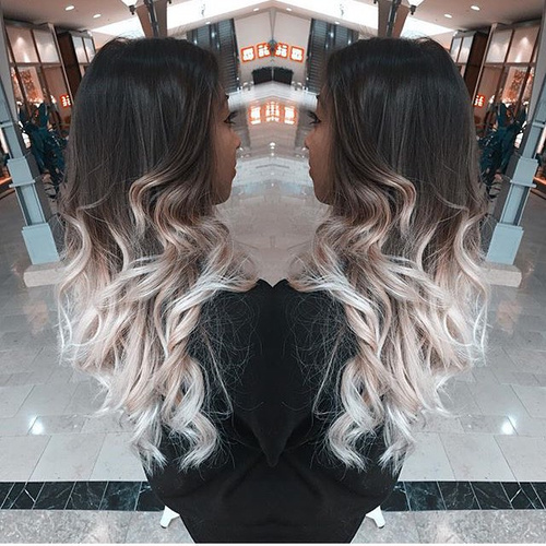 Black to Ash Blonde Ombre for Long Hair