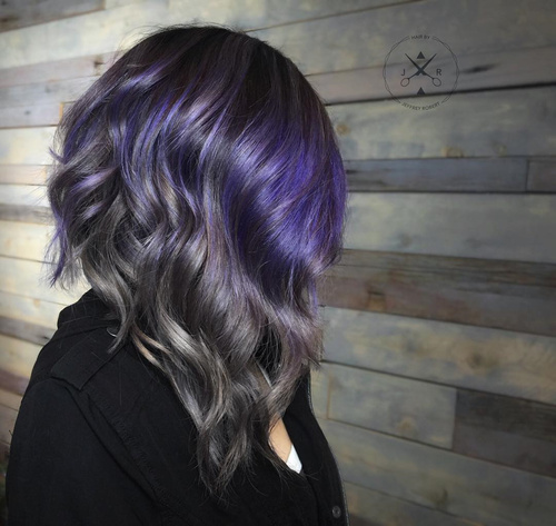 Gray and Purple Balayage Hair