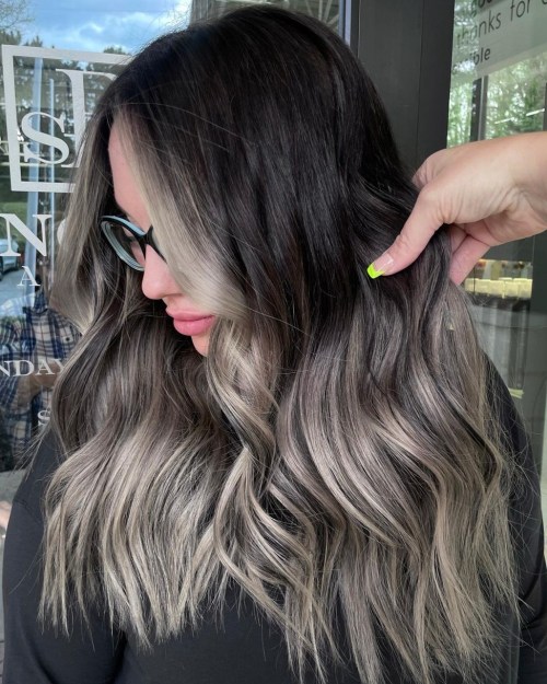 Gray Ombre with Money Piece