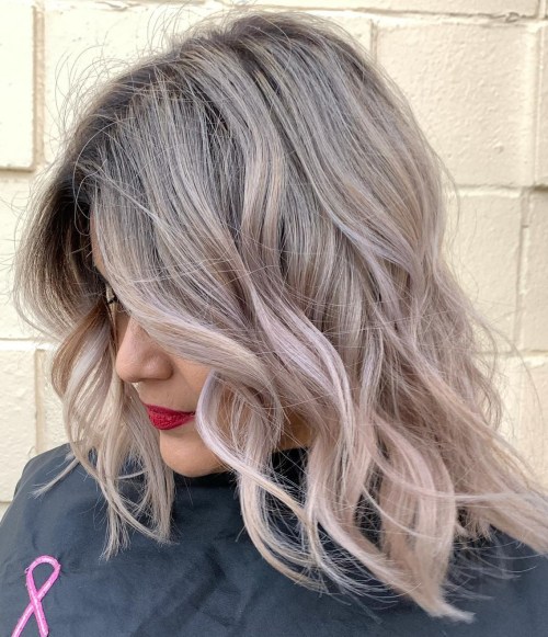 Ashy Blonde with Pastel Pink Touch