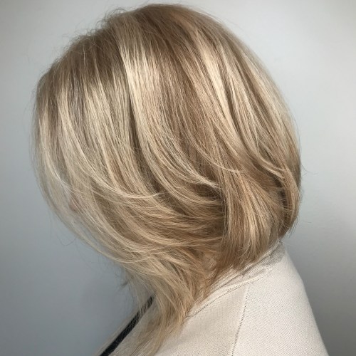 Inverted Bronde Balayage Bob with Layers