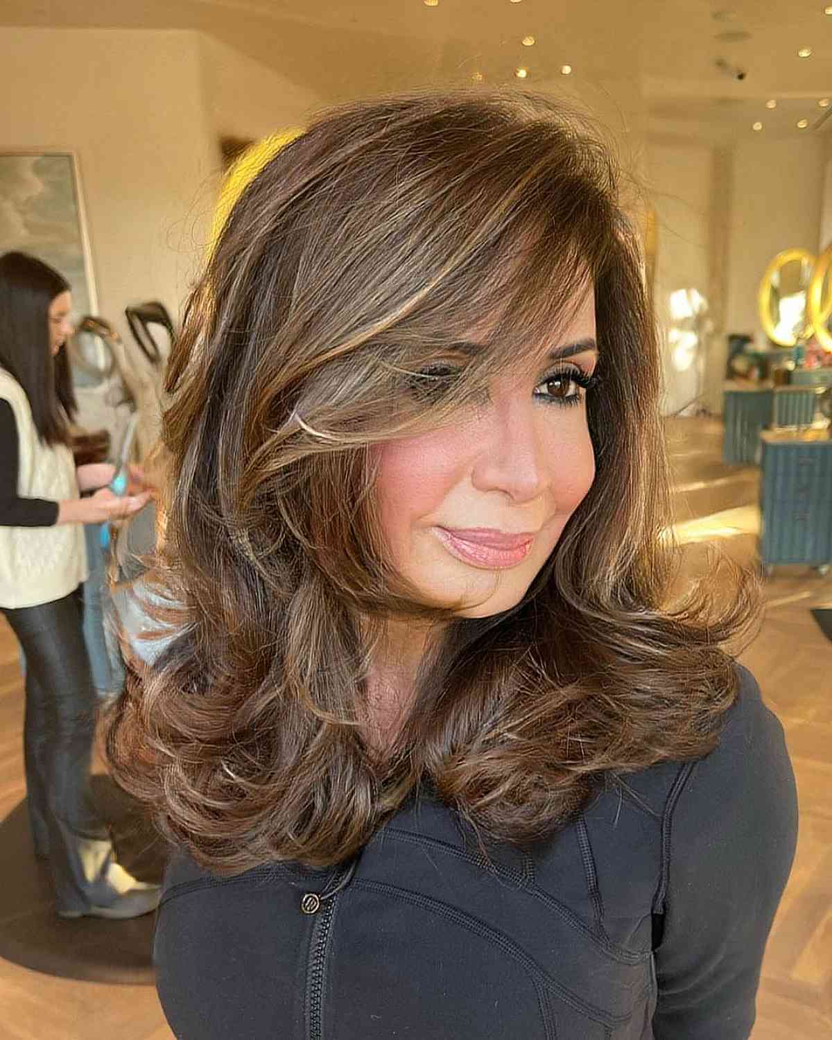 Medium-Long Layered Cut with Side Bangs