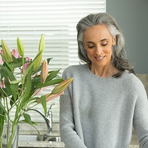 Long Silver Locks Brushed Back