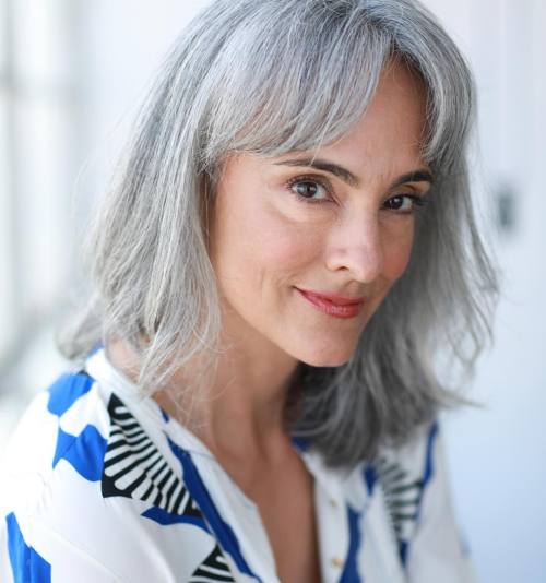 Natural Gray Shoulder Length Hairstyle