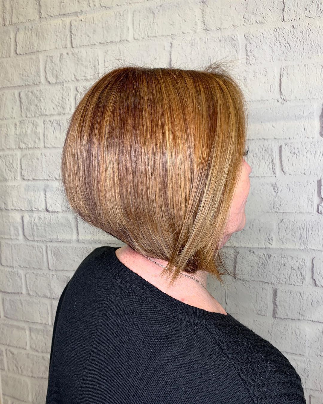 middle parted graduated bob for older women over 50