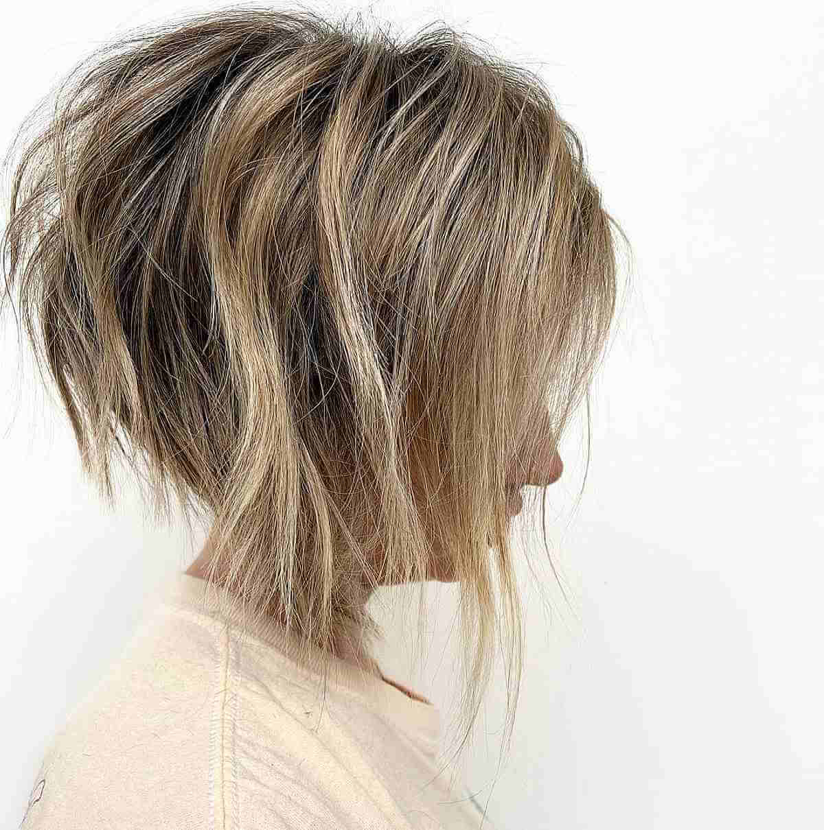 Short Tousled Blonde Choppy Bob Cut