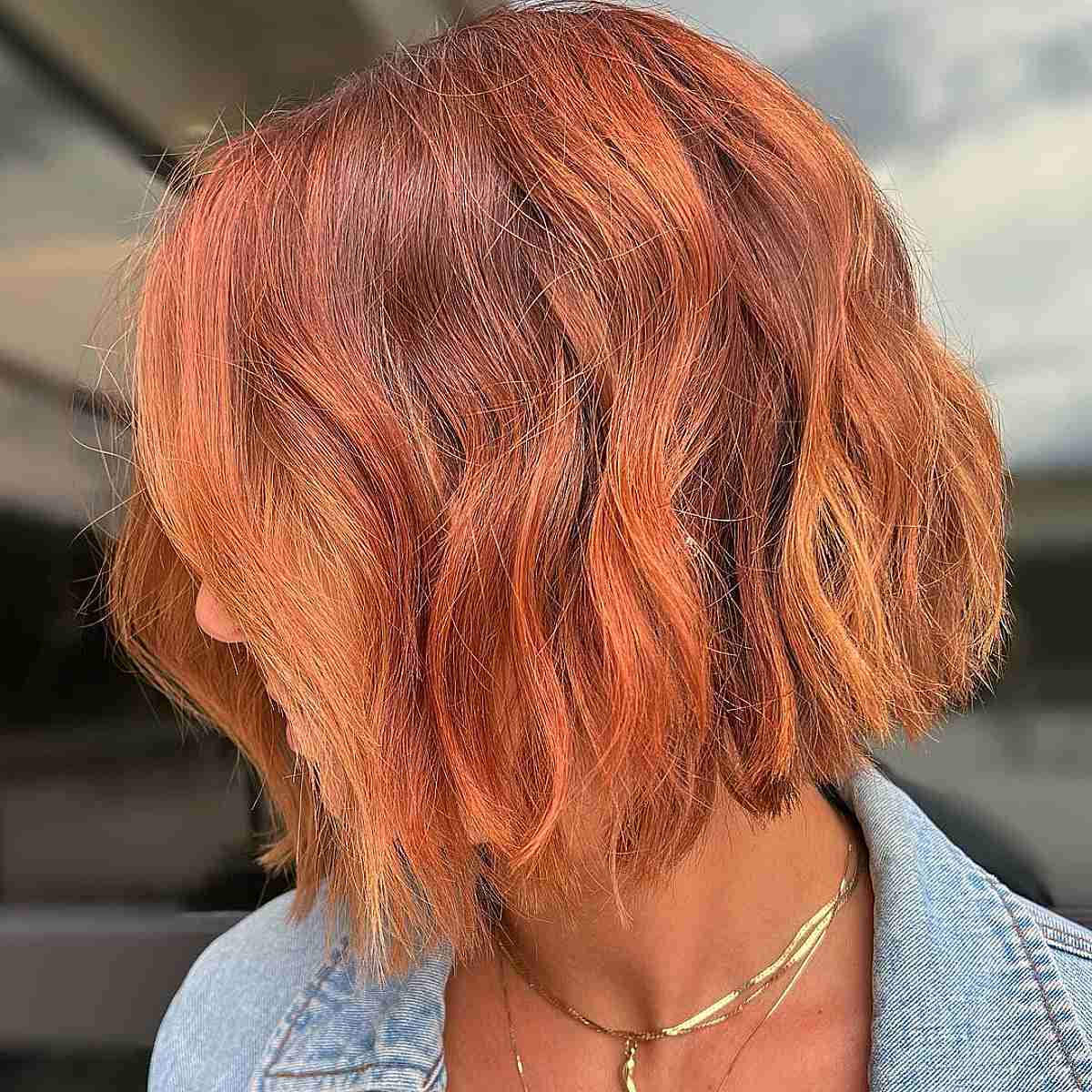 short, choppy Vibrant Copper Bob