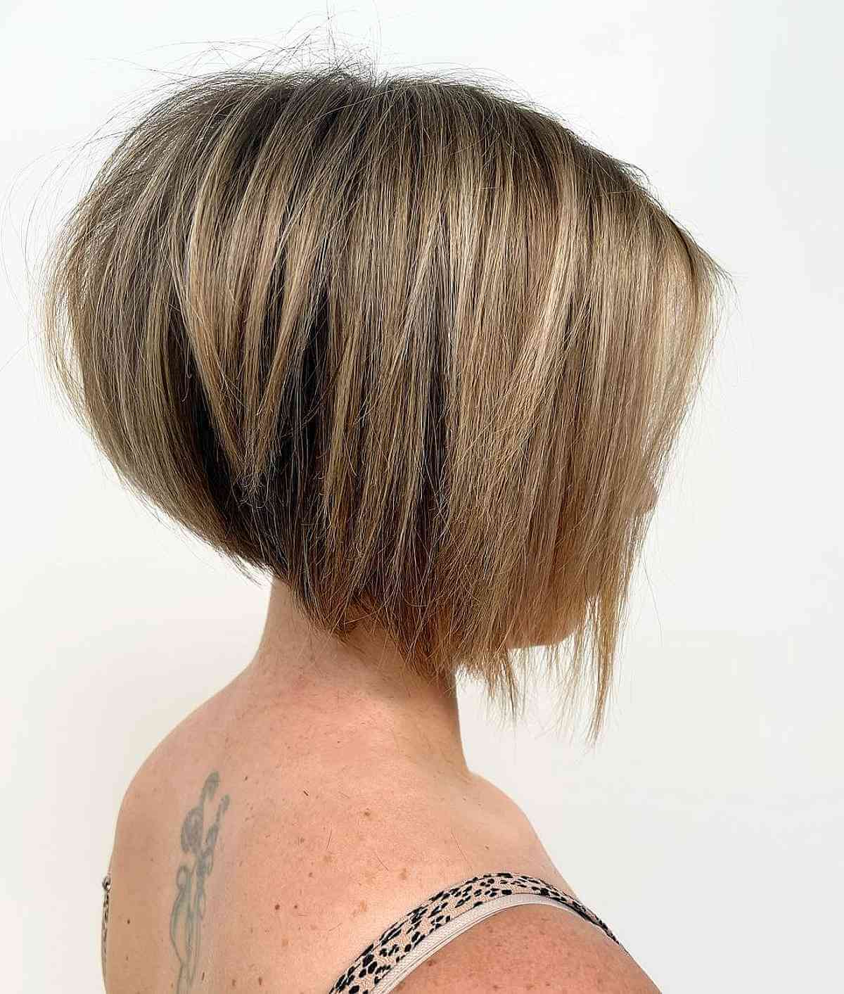 Short Stacked Choppy Blonde Bob