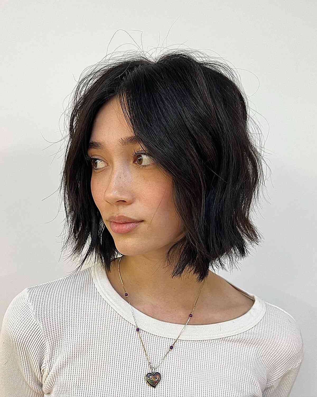 Short Modern Choppy Center-Parted Bob