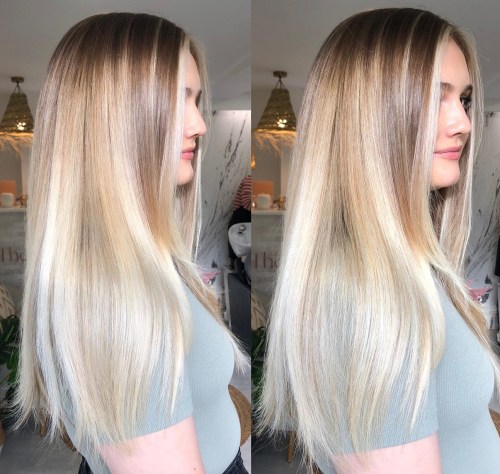 Long Straight Hair with Blonde Highlights and Lowlights