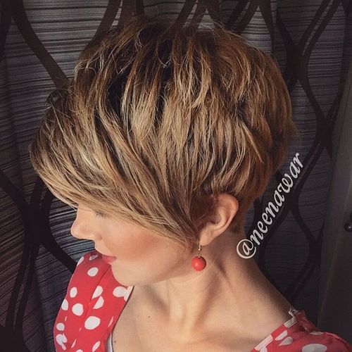 Short Light Golden Brown Hair with Darkened Roots