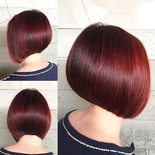 Burgundy Balayage Straight Bob Hairstyle