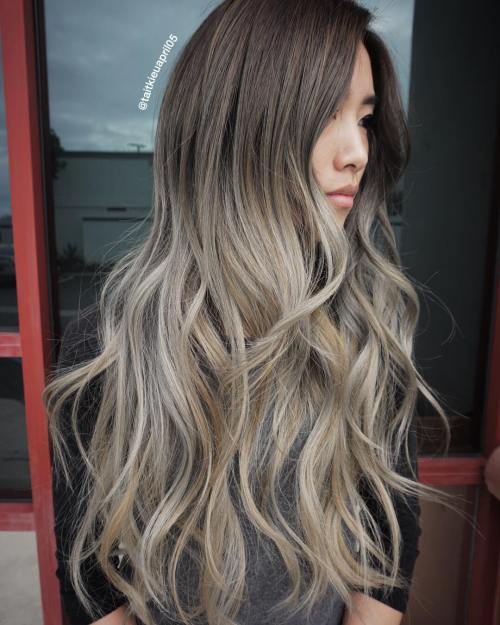 Brown to Ash Blonde Ombre Hair