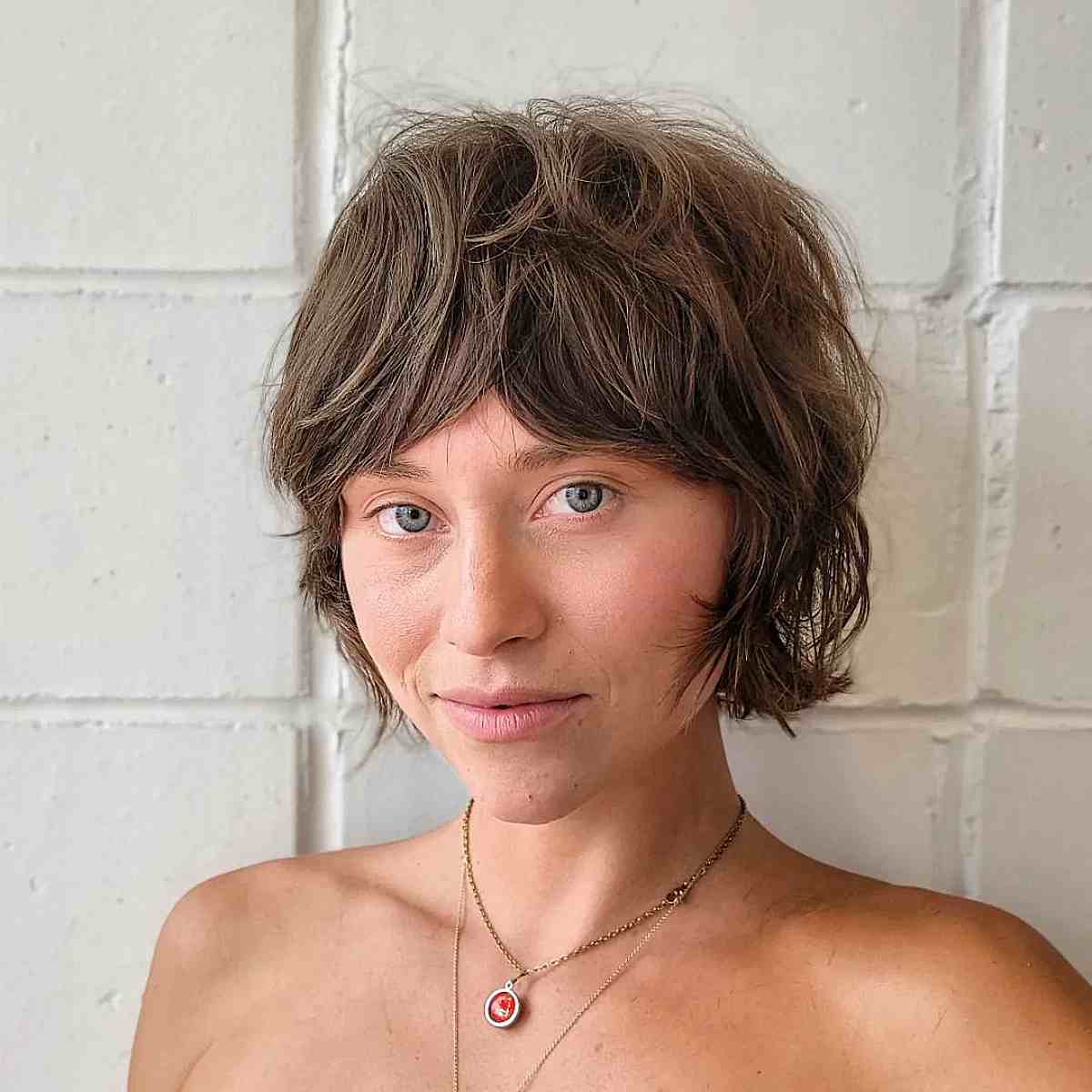 Soft Shaggy Disheveled Bob and Curtain Bangs