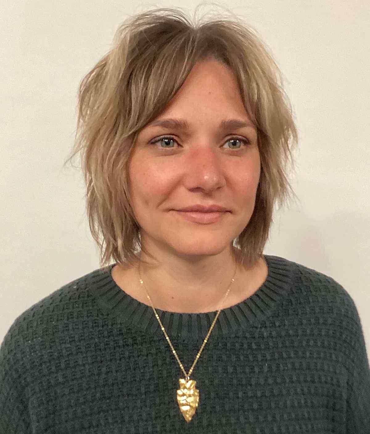 Tousled Short Shag with a Curtain Fringe for Fine Hair