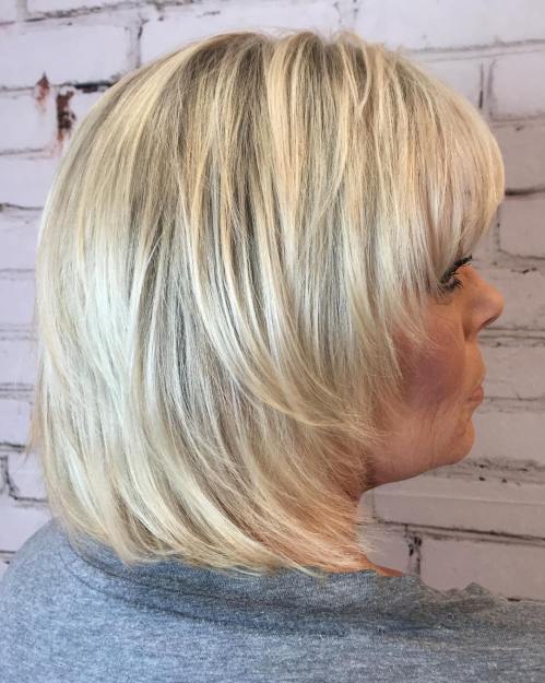 Medium Straight Feathered Blonde Shag